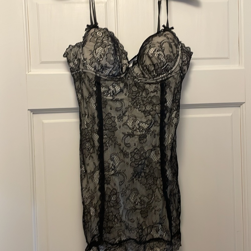 Victoria’s Secret black and white lace Sexy Little Things lingerie, size 36C
